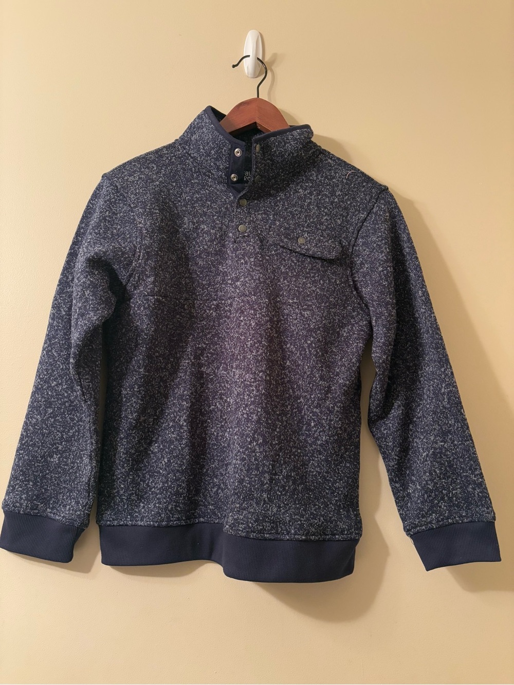Navy Flecked Quarter-Snap Fleece Pullover Boys Size Large 10 / 12